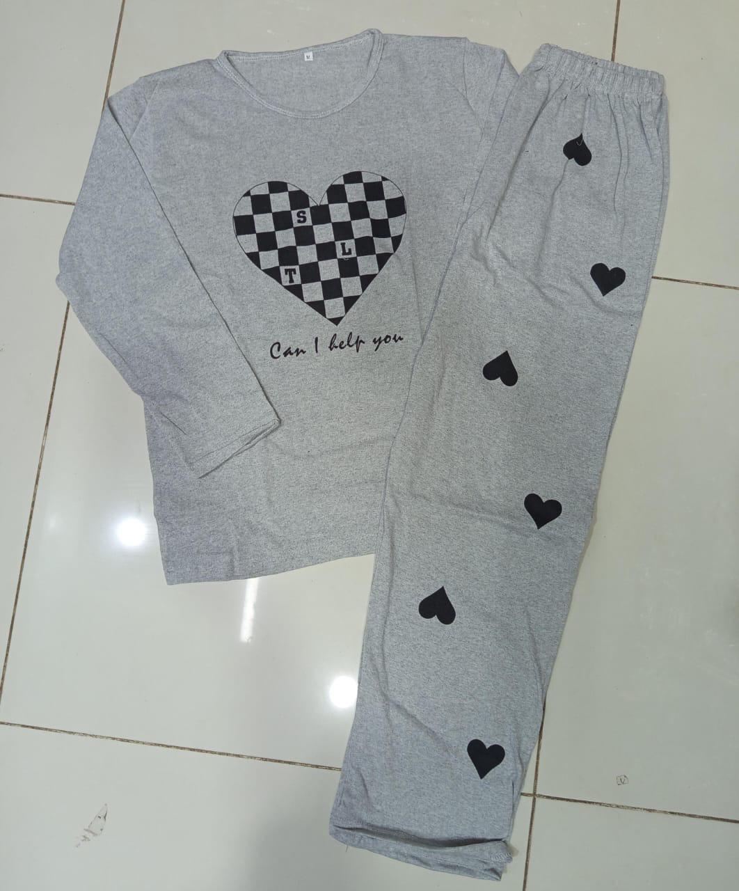 Comfortable 2 Pcs Cotton Jersey Printed Night Suit