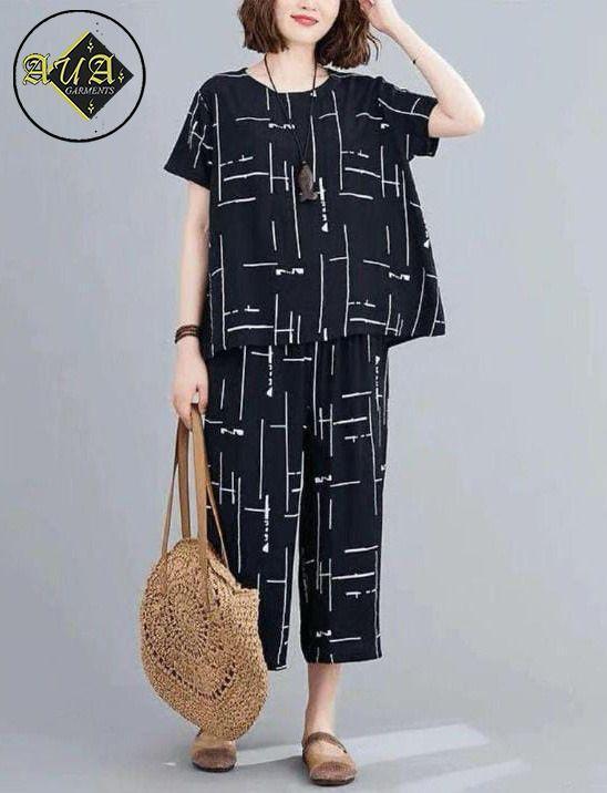 Black Printed 2-Piece Women's Night Suit Set
