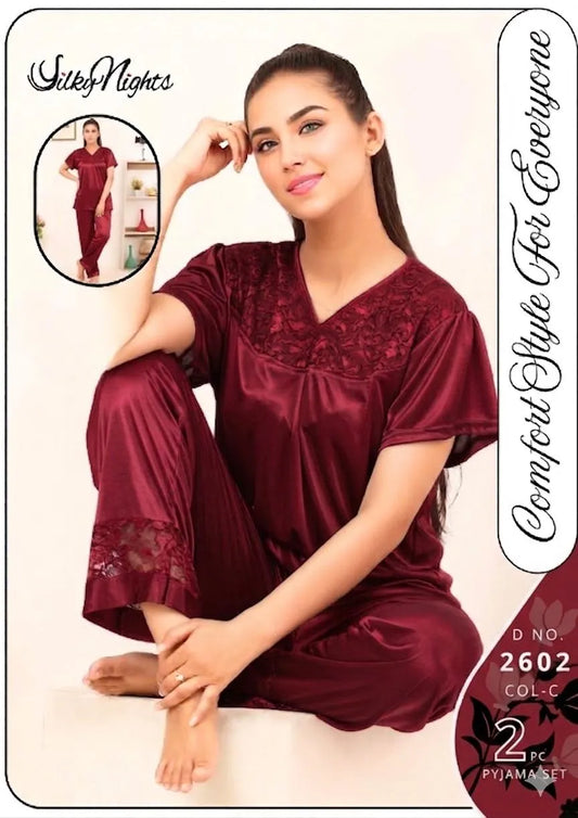 Crimson Lace Camisole Set for Women 2 Pcs