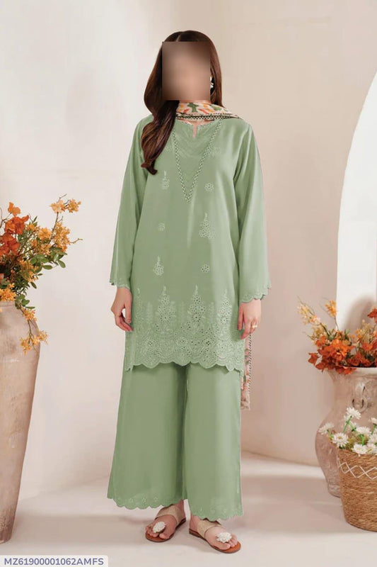 Green Chikankari 3-Piece Lawn Suit for Women