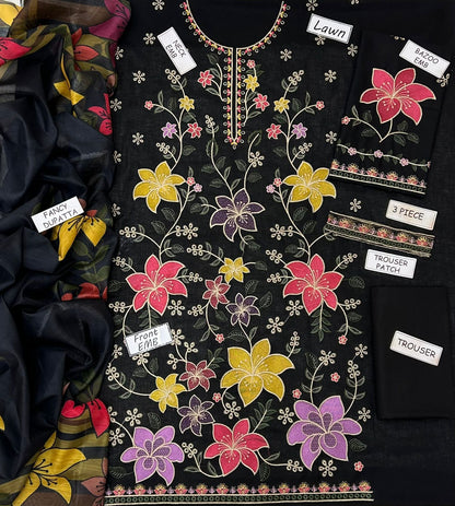 Heavy Embroidered Lawn 3pc